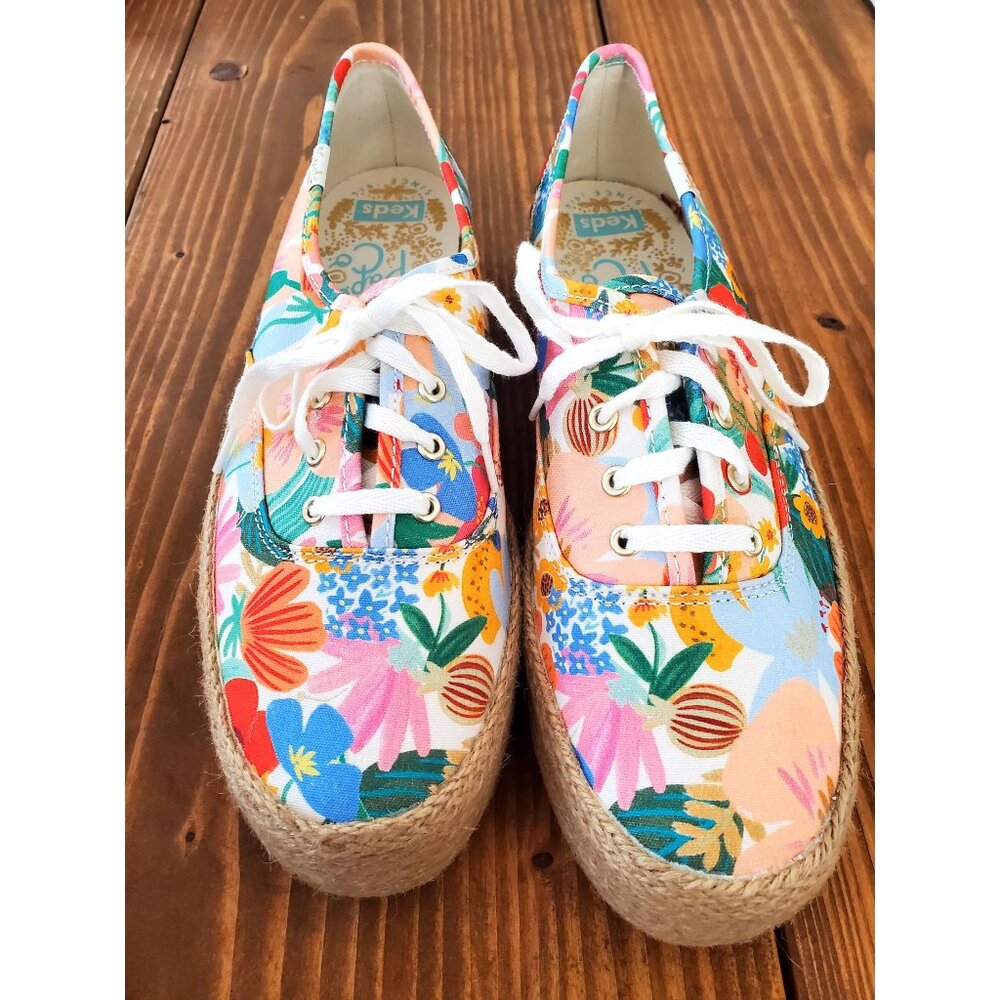 Keds Rifle Co Womens Floral Beachy Print Platform Espadrille Sneakers 8.5